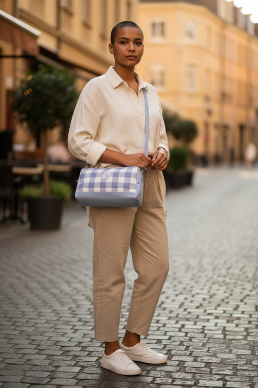 Mini Duffle - Light Blue Check