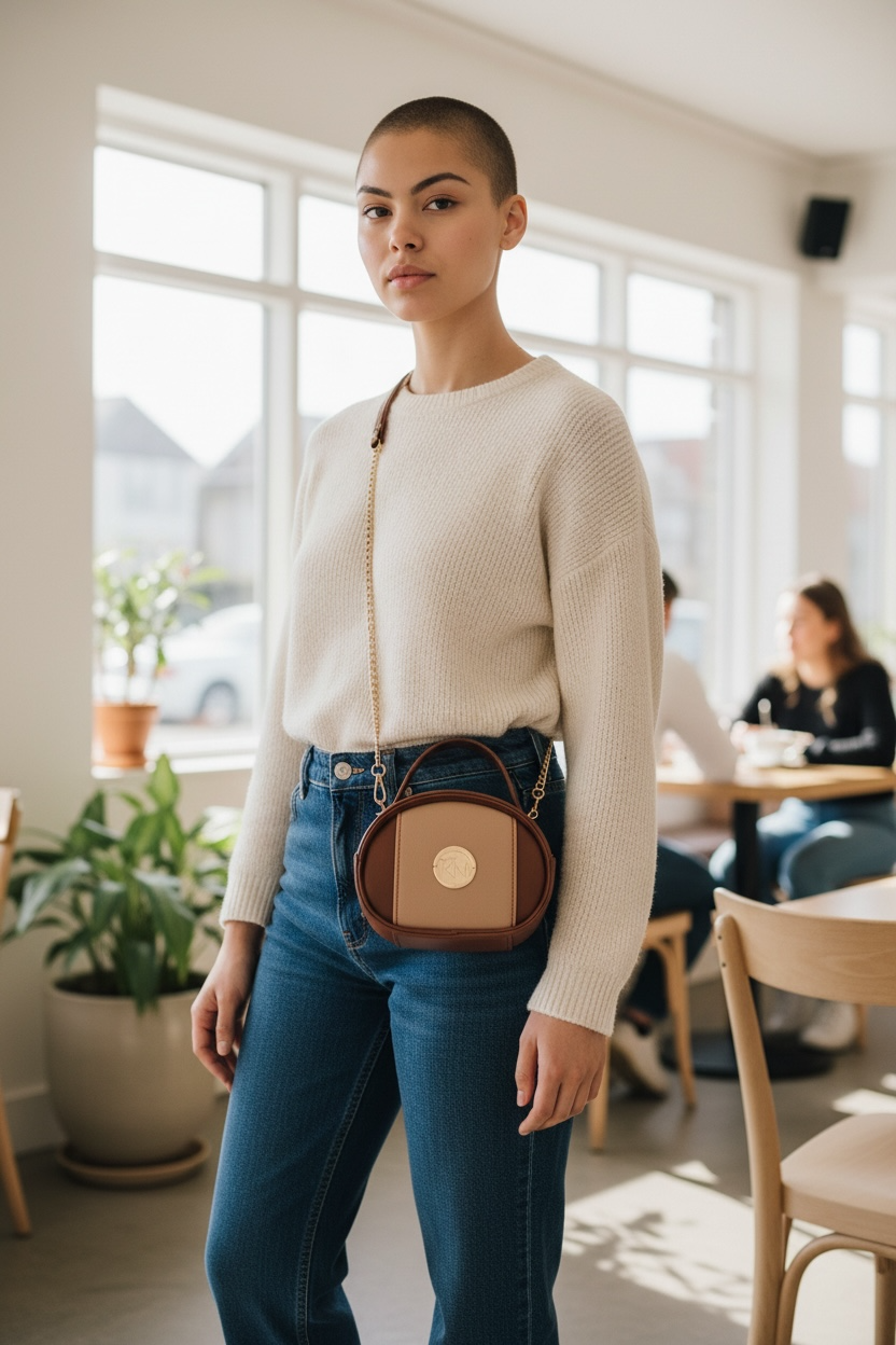 Vienna Vintage Oval Bag - Brown & Tan