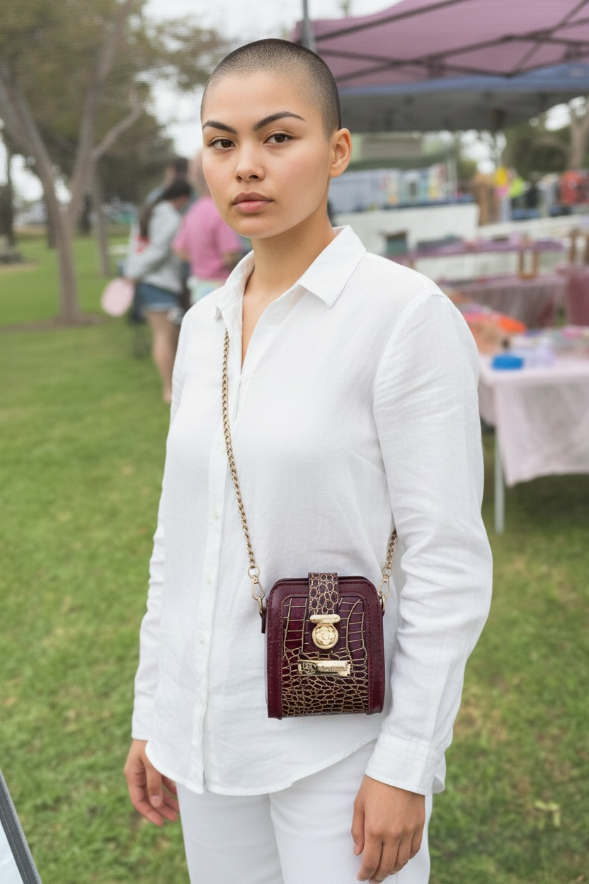 Croc Cross Body Bag - Burgandy