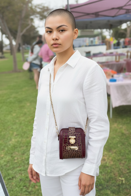 Croc Cross Body Bag - Burgandy