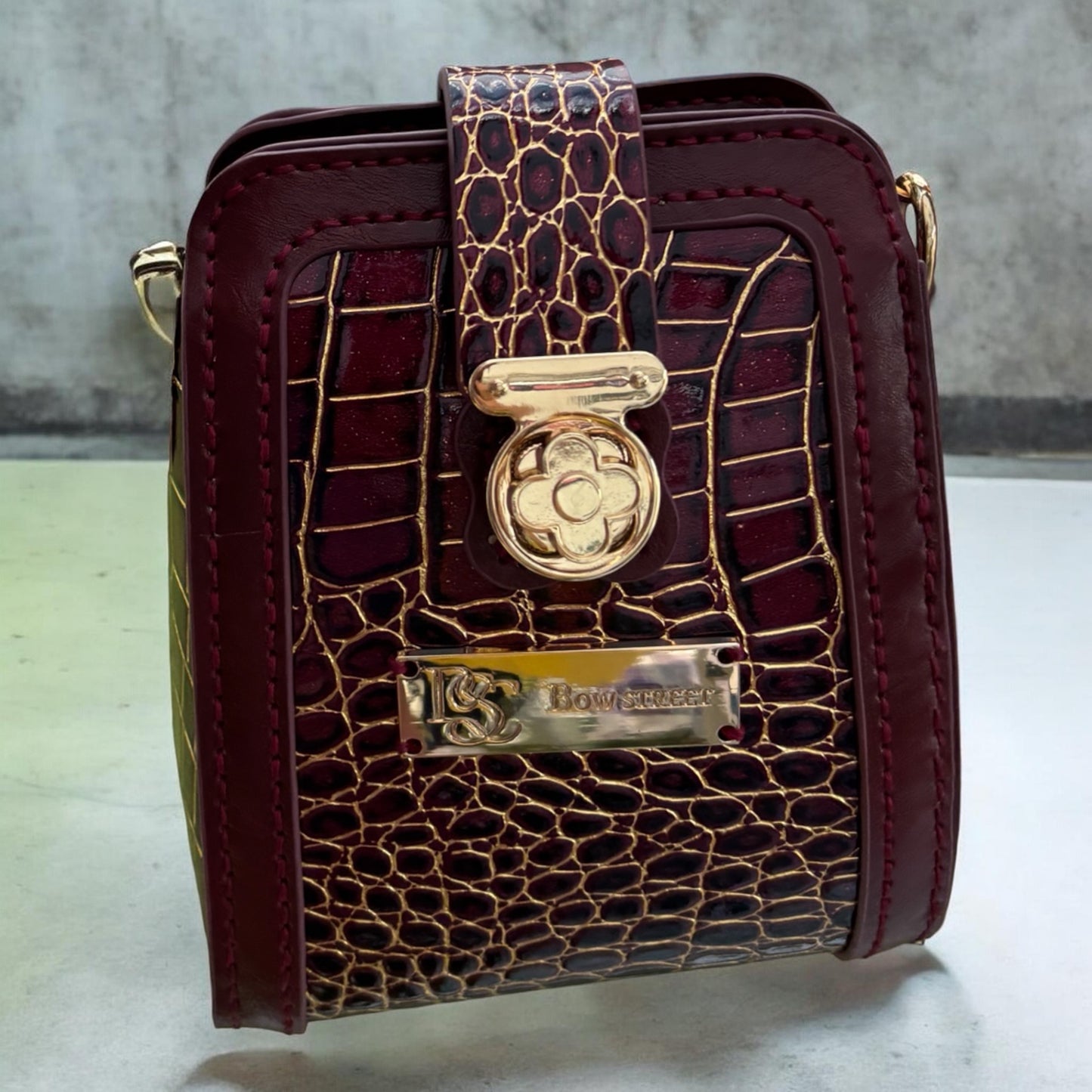 Croc Cross Body Bag - Burgandy