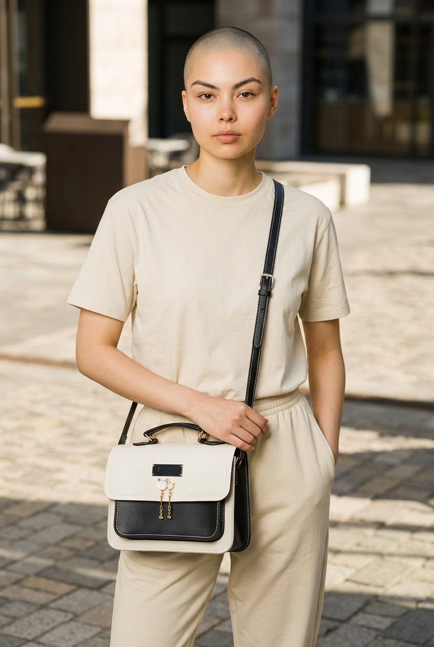 Meg Messenger  Bag - White and Black