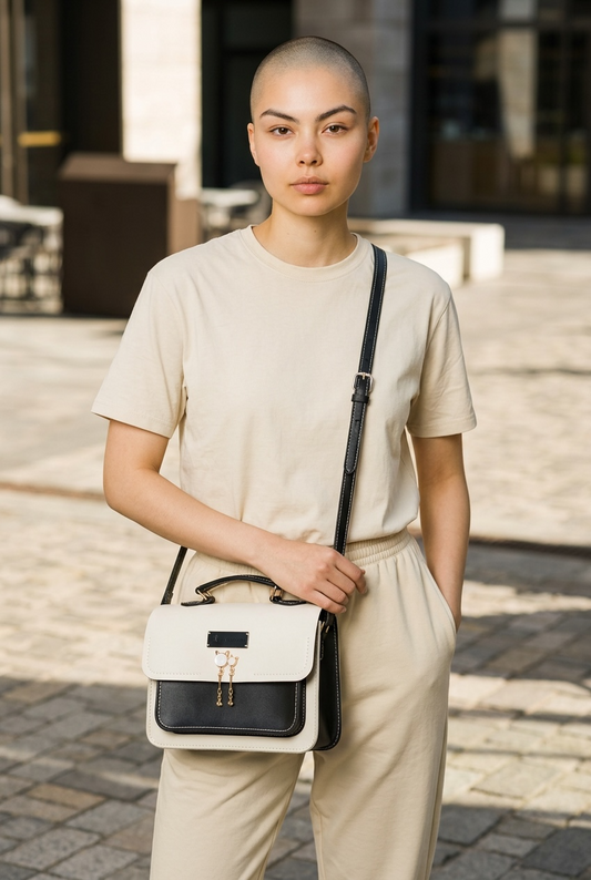 Meg Messenger  Bag - White and Black