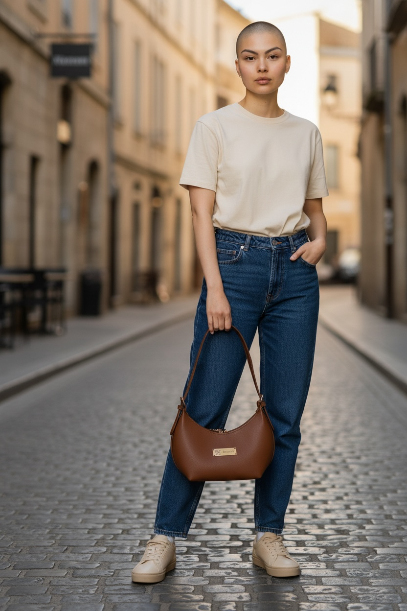 Pearl Classic Crescent Bag - Brown