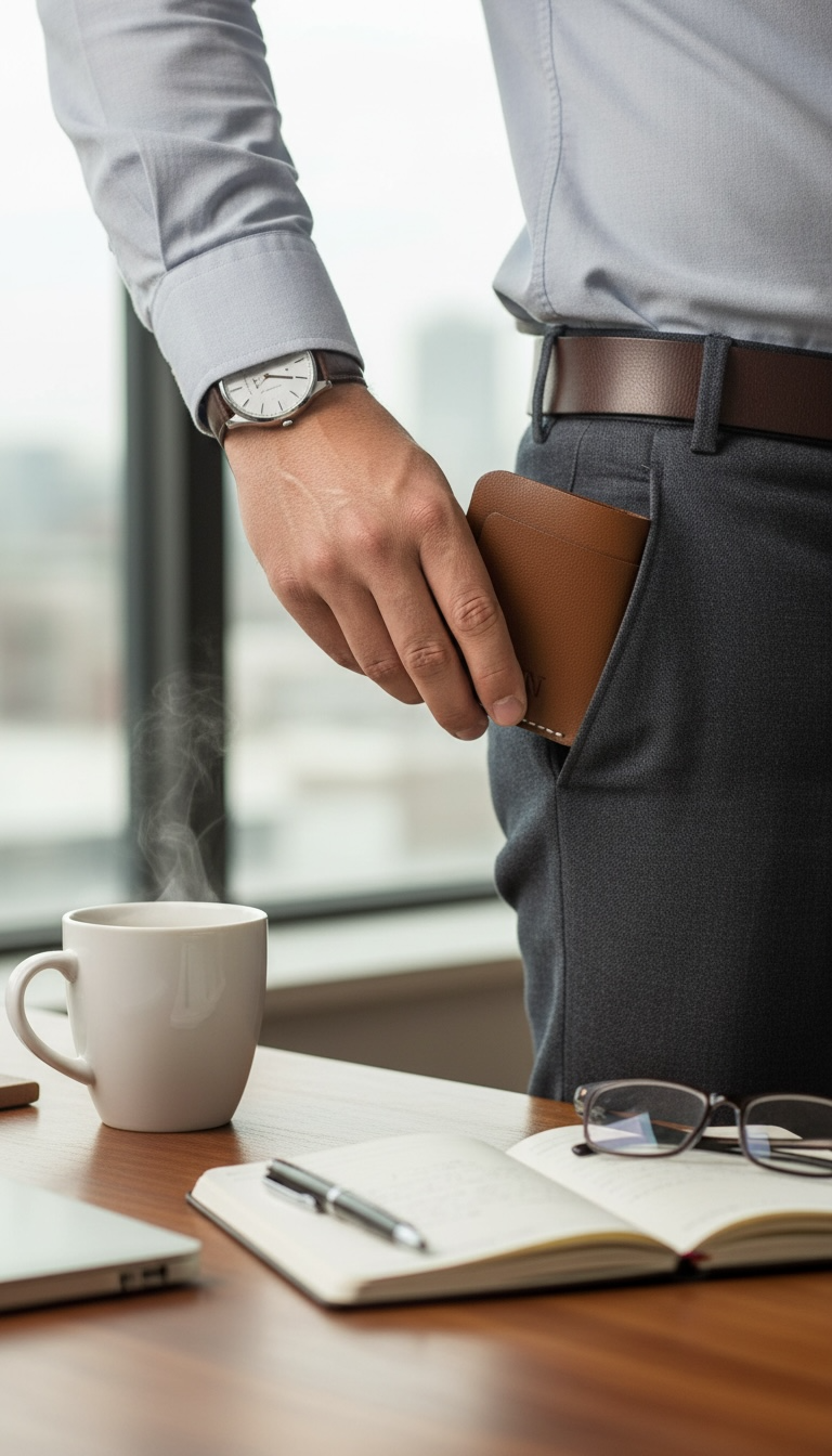 Victor Vertical Card Wallet - Brown