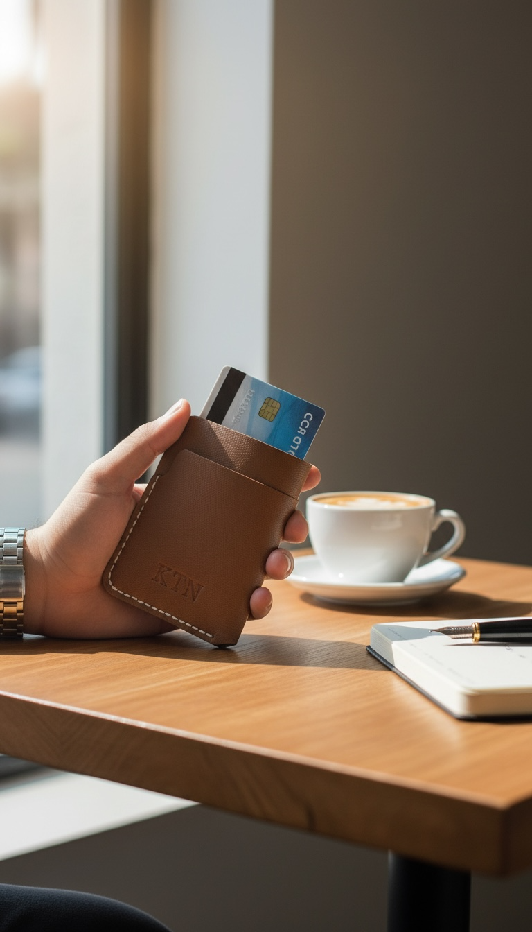Victor Vertical Card Wallet - Brown