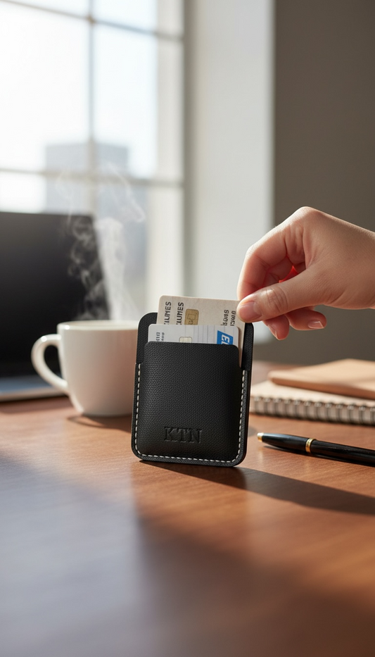 Victor Vertical Card Wallet - Black