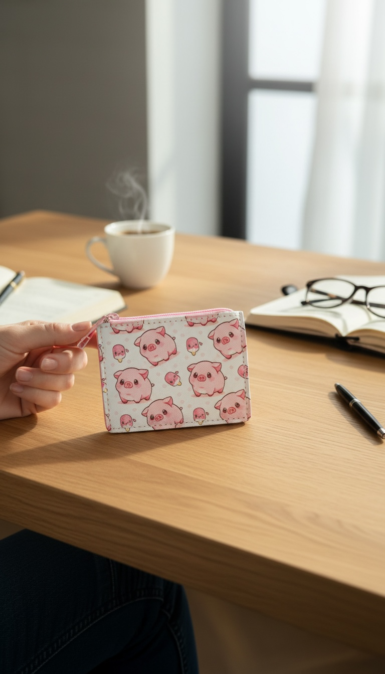 Kazza Zip Wallet - Ice cream Pigs and Pink