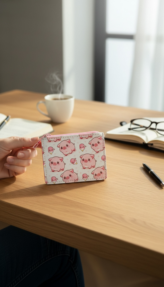 Kazza Zip Wallet - Ice cream Pigs and Pink