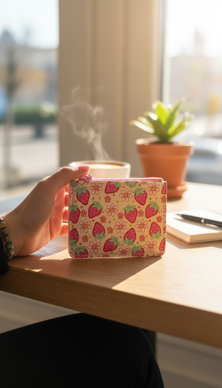 Kazza Zip Wallet - Strawberries & Pink