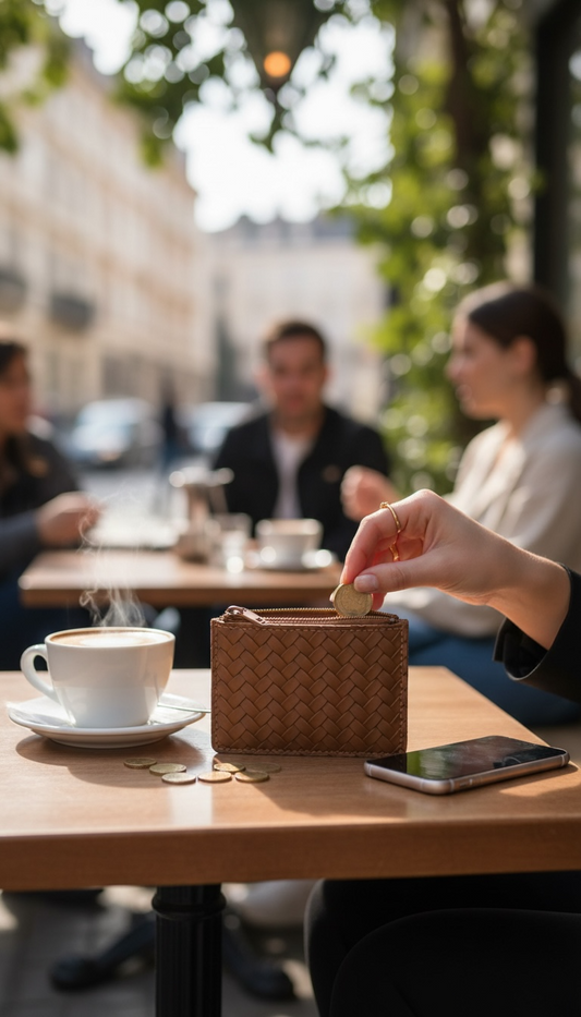 Kazza Zip Wallet - Weave & Brown