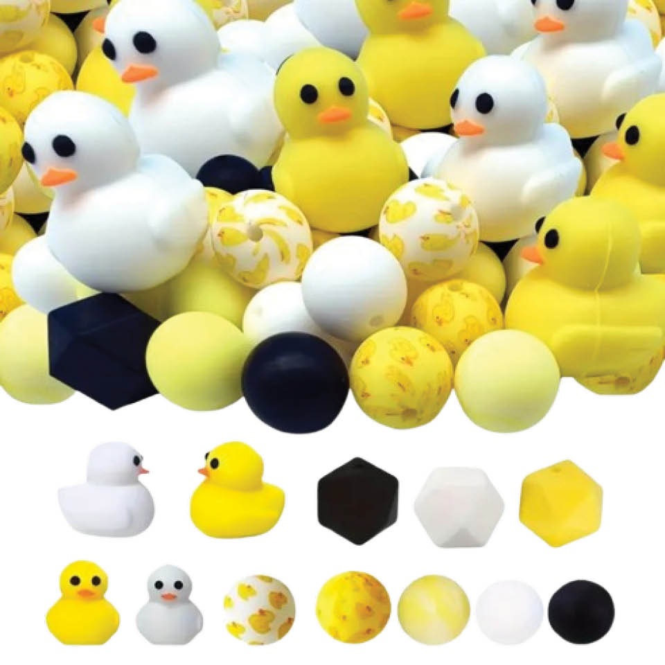3D Yellow Duck Silicone Bead Set