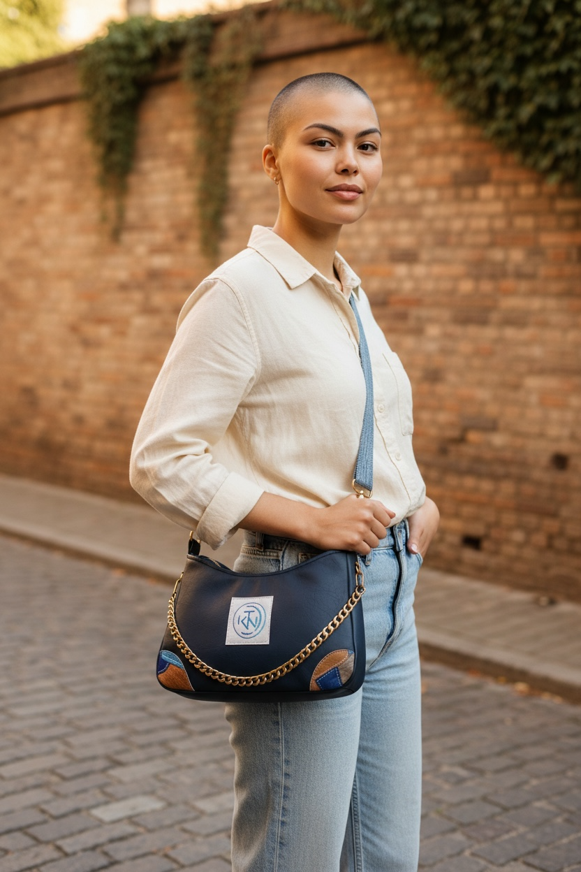 Annabelle Sling - Navy with Patchwork Corners