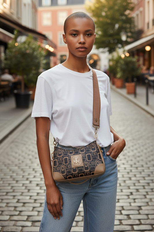 Annabelle Sling - Fashion Print Dark Brown Circles
