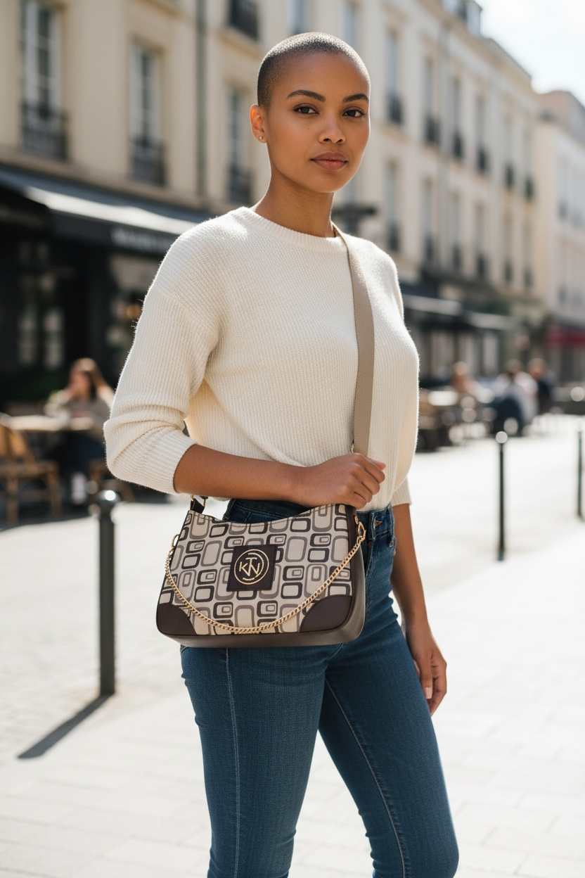 Annabelle Sling - Fashion Print Tan Circles