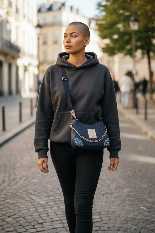 Annabelle Sling - Navy Circle Embossed