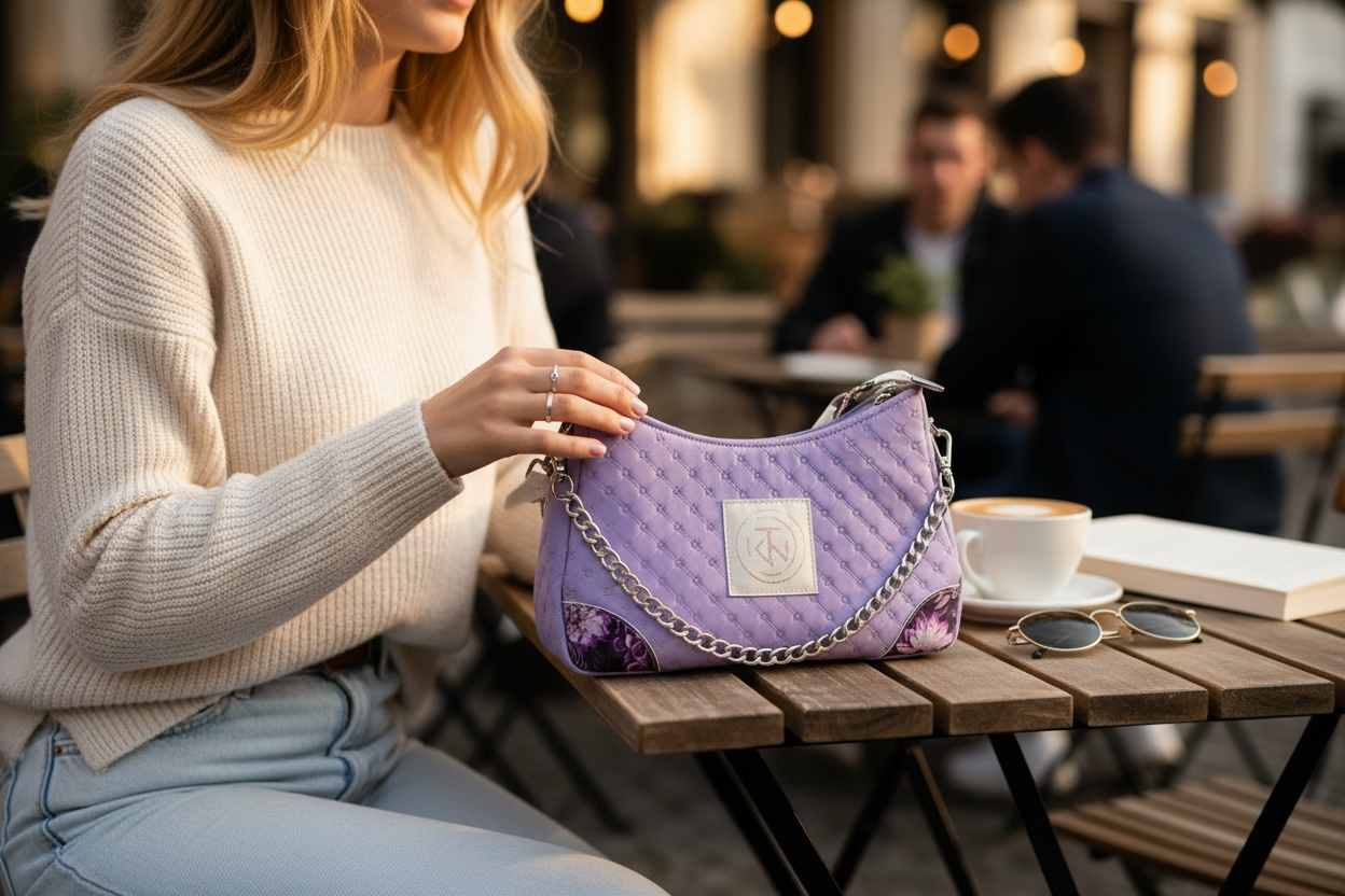 Annabelle Sling - Lavender Circle Embossed