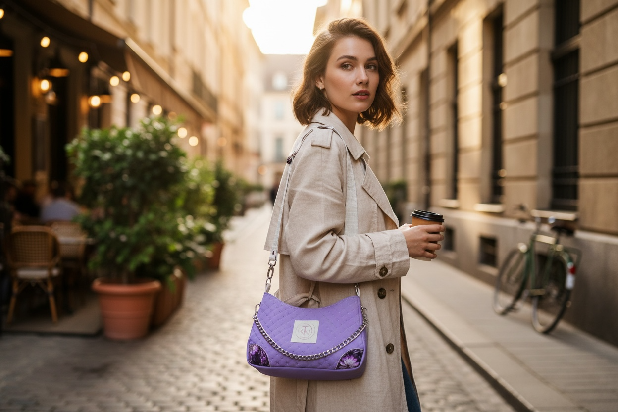Annabelle Sling - Lavender Circle Embossed