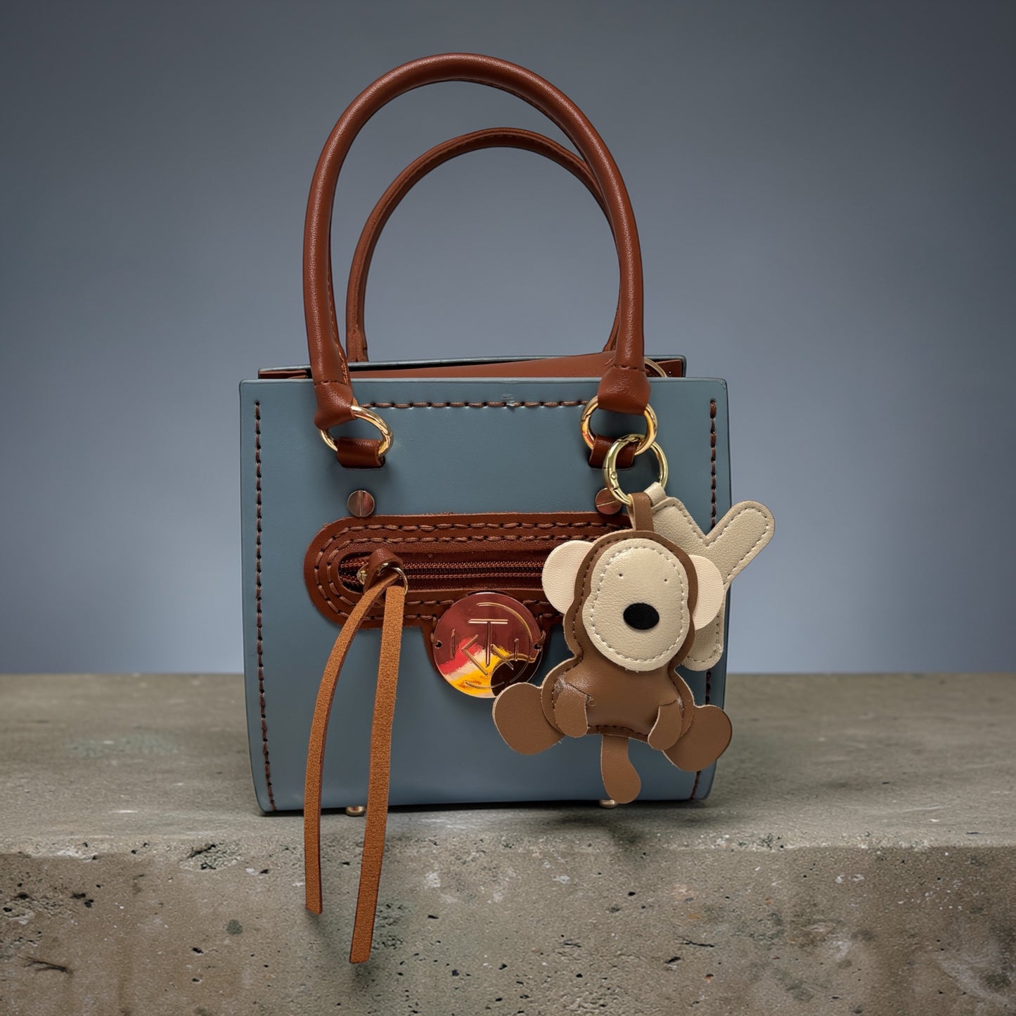 Retro Square Vintage Bag - Blue and Brown