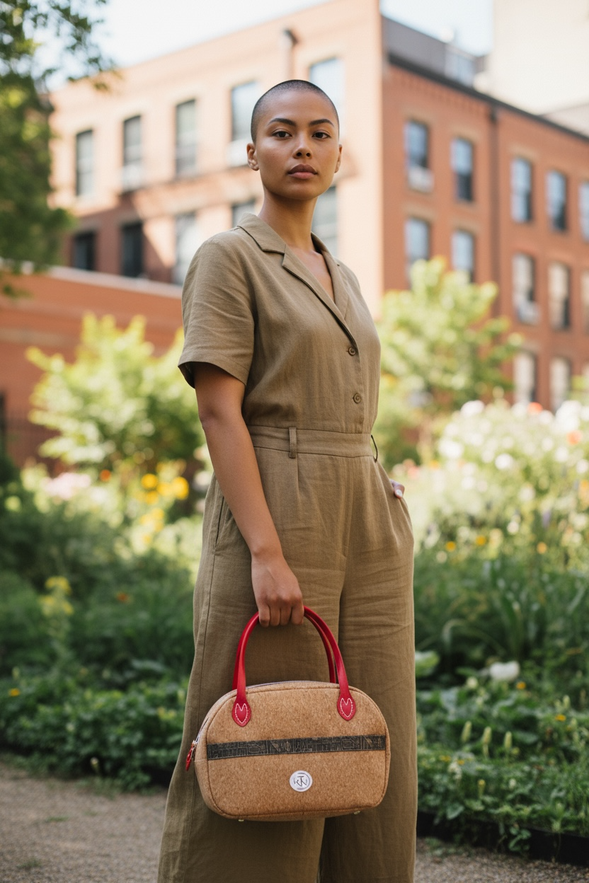 Boston Bag - Red and Cork