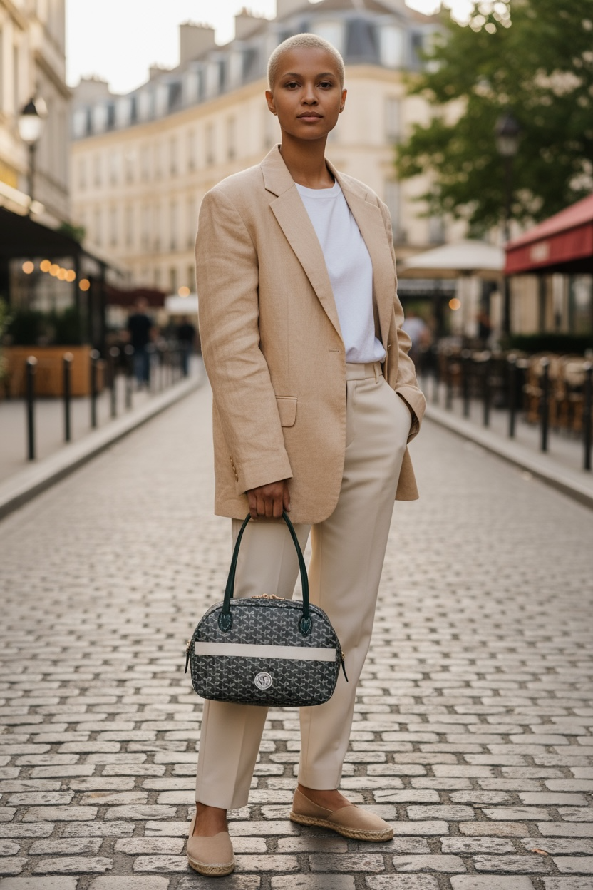 Boston Bag - Dark Green and White