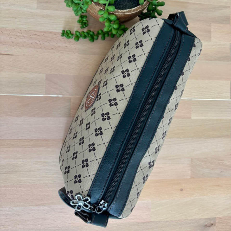 Mini Duffle - Black with Flower Checks