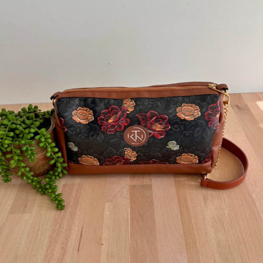 Mini Duffle - Brown and Roses