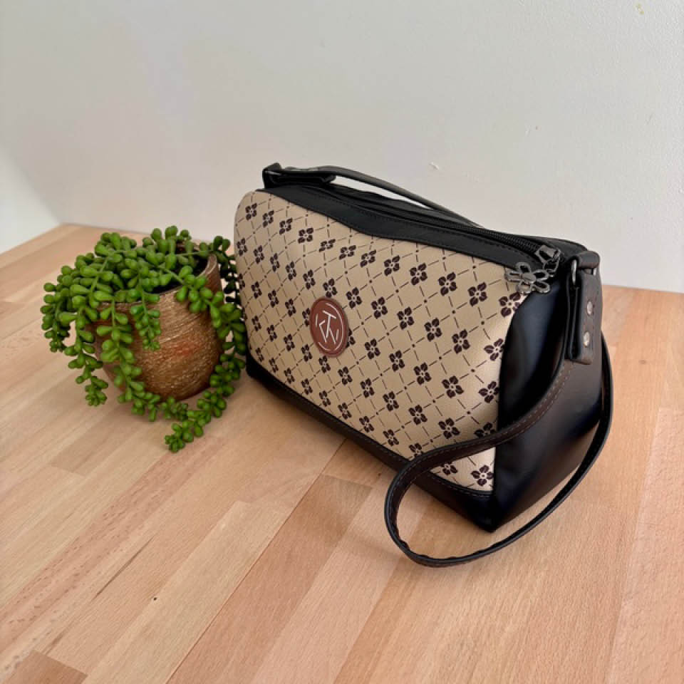 Mini Duffle - Black with Flower Checks